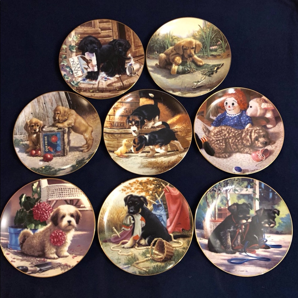 Puppy Playtime Collector Plates, Full Set of 8